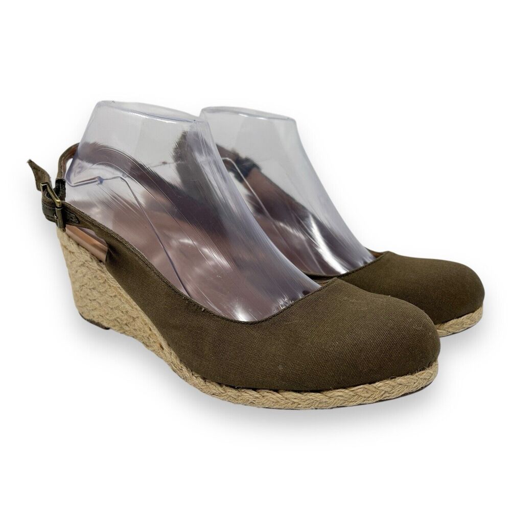 Vionic Coralina Espadrille‎ Wedge Sandals Sling Back Forrest Green Women’s 10